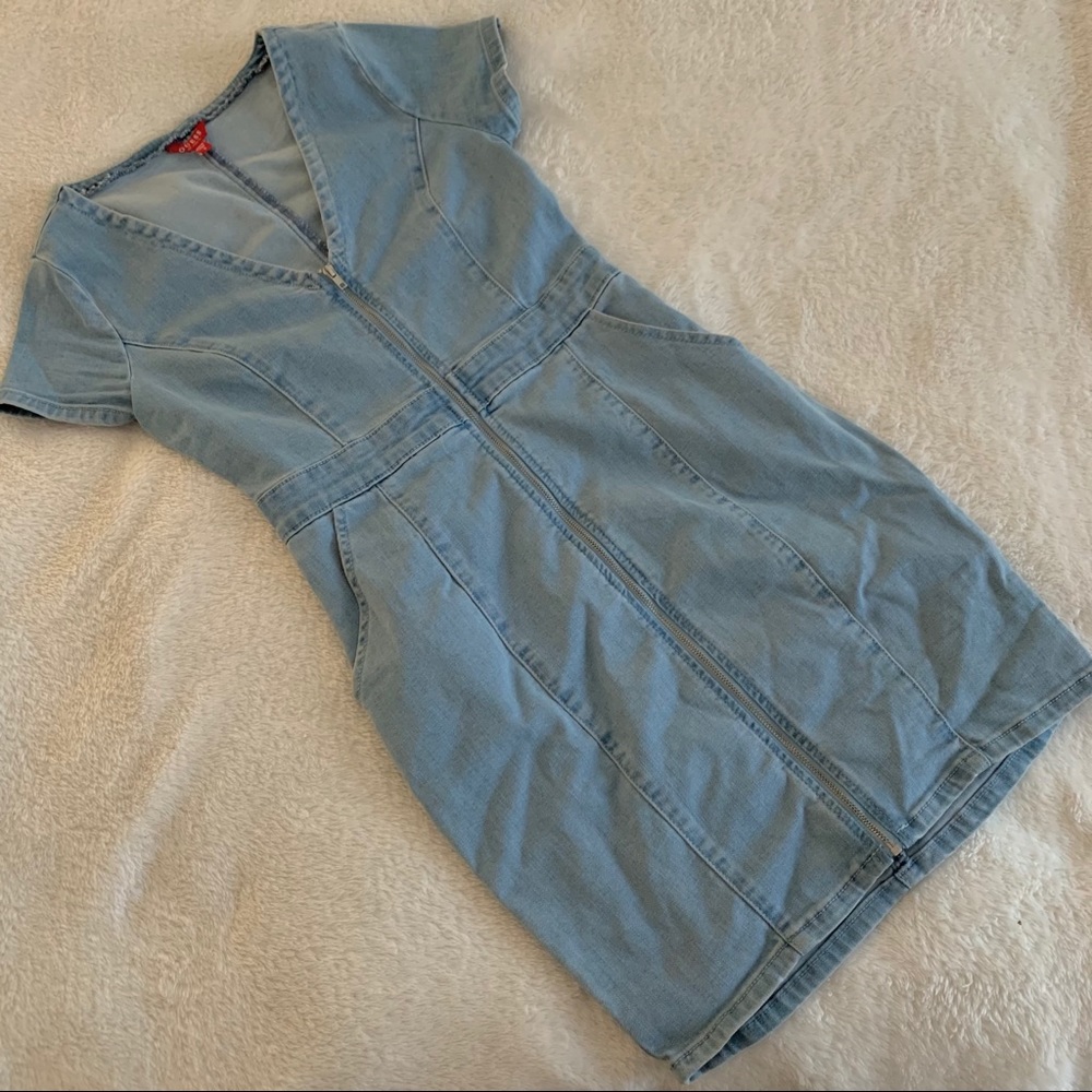 Light Wash Guess Jean Bodycon Dress